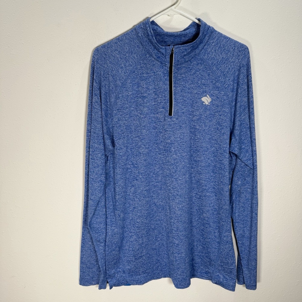 Rabbit EZ Zip Men's Size Large Heathered Blue Running 1/4 Zip Pullover Shirt